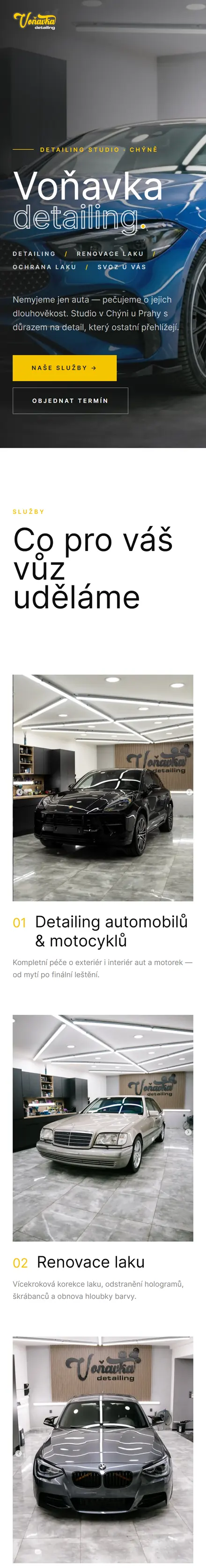 Web Voňavka Detailing v mobilu